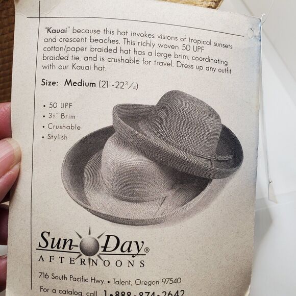 Sunday Afternoons Womens Kauai Hat 50 UPF Medium Packable Braided Cotton Paper - Picture 6 of 8